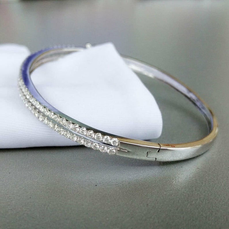 Gold and Silver Designer Bangles and Bracelets with CZ Diamonds 3D print model_112