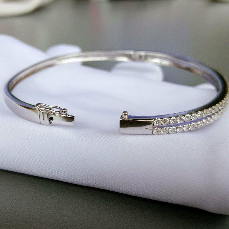 Gold and Silver Designer Bangles and Bracelets with CZ Diamonds 3D print model_119