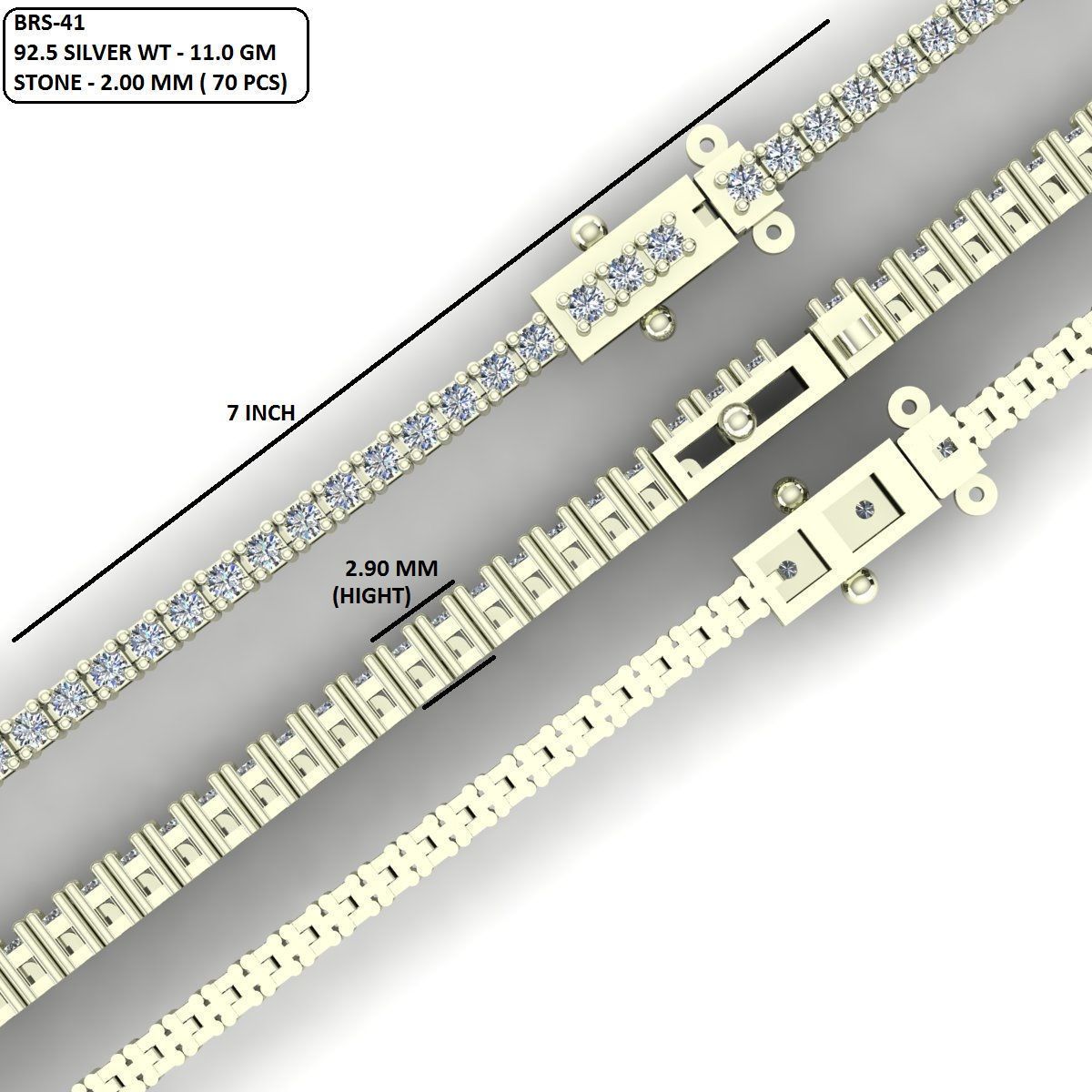 Gold and Silver Designer Bangles and Bracelets with CZ Diamonds 3D print model_16