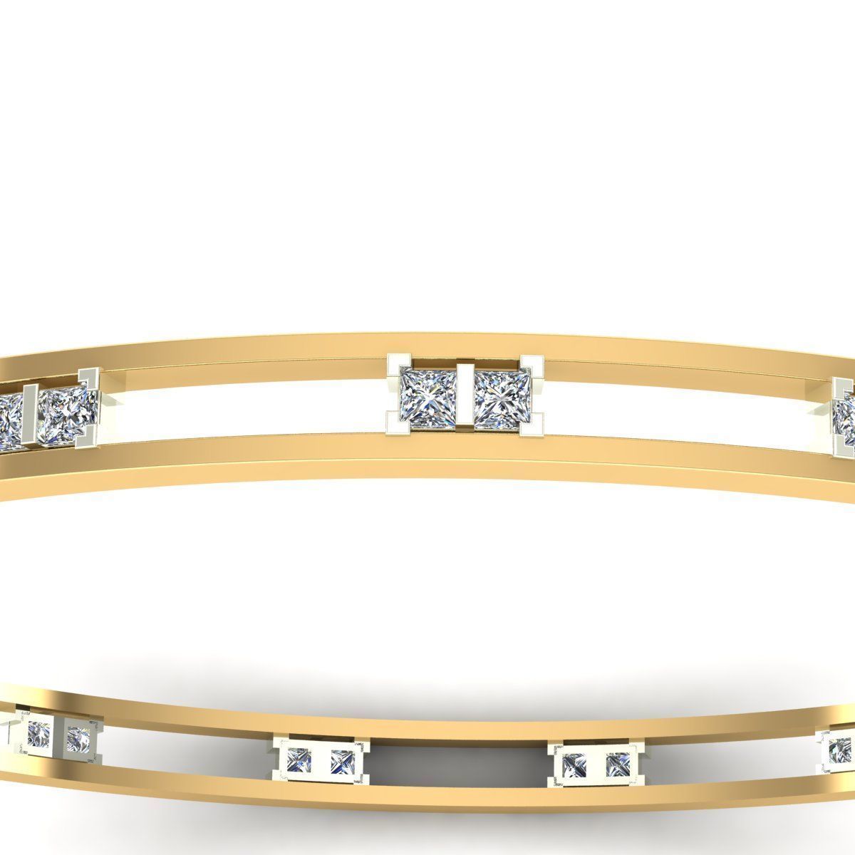 Gold and Silver Designer Bangles and Bracelets with CZ Diamonds 3D print model_86