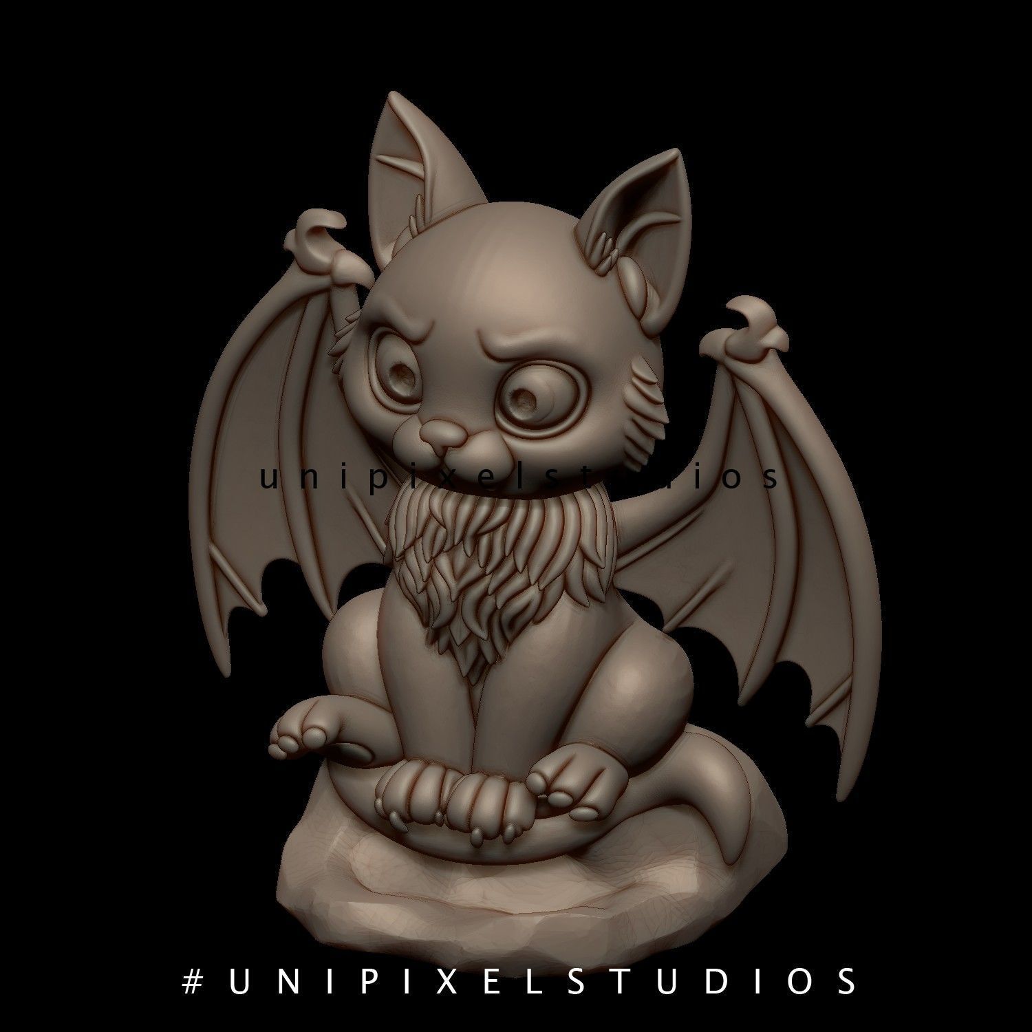 Cute Halloween Bat-Cat STL 3D print model_1