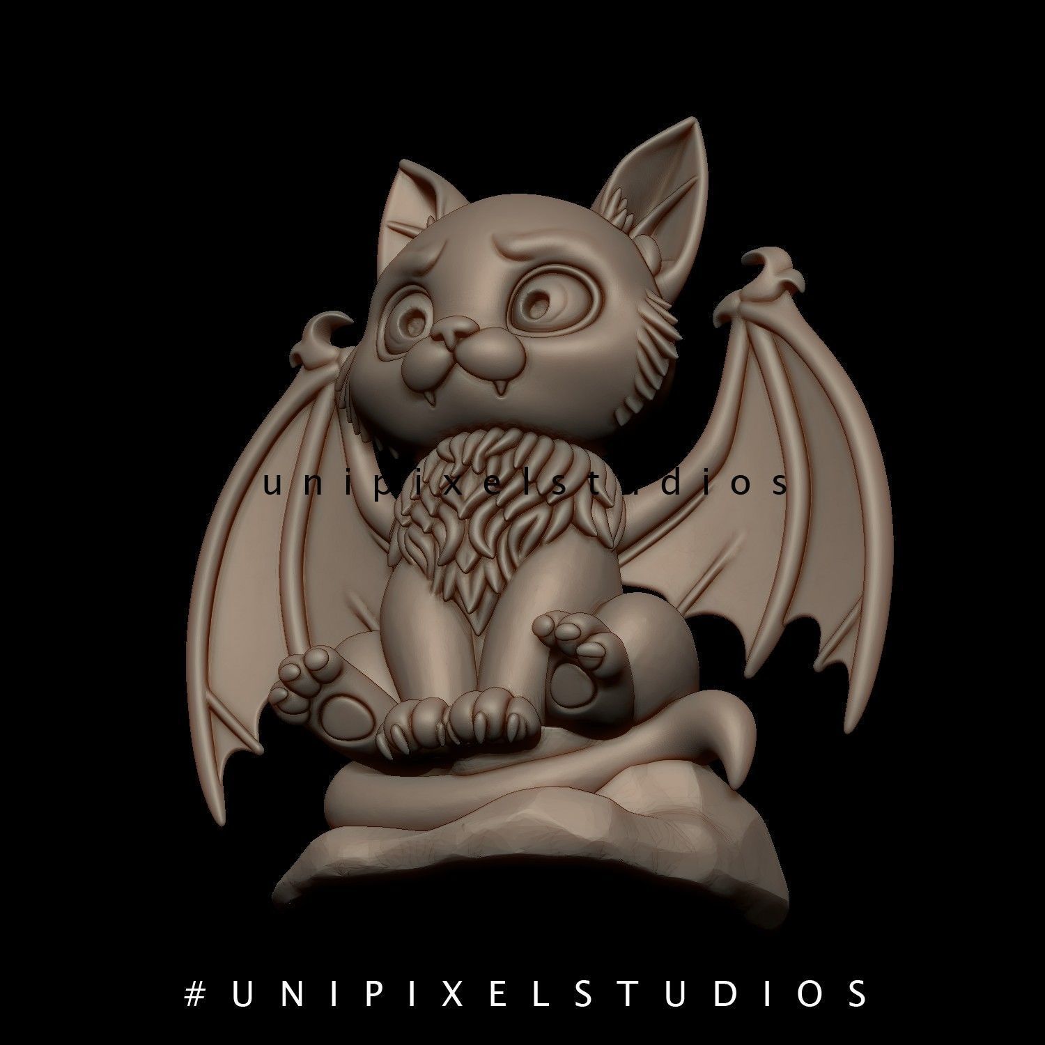 Cute Halloween Bat-Cat STL 3D print model_2