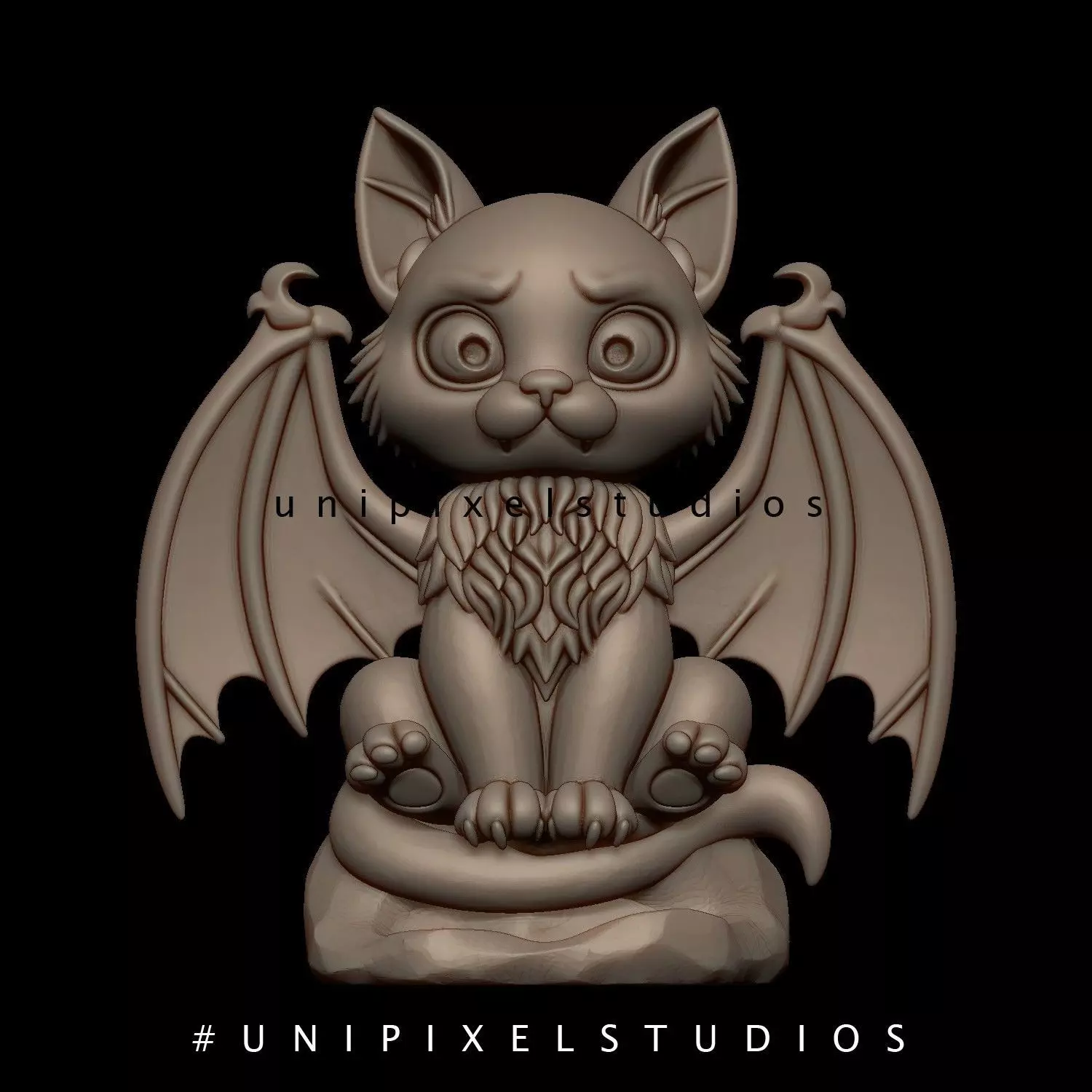 Cute Halloween Bat-Cat STL 3D print model_0