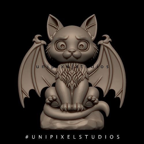 Cute Halloween Bat-Cat STL 3D print model