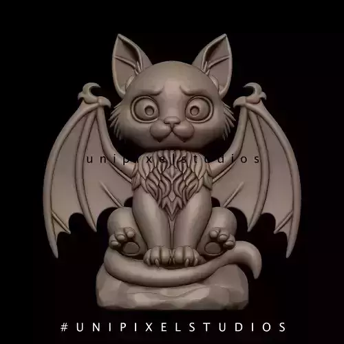 Cute Halloween Bat-Cat STL 3D print model