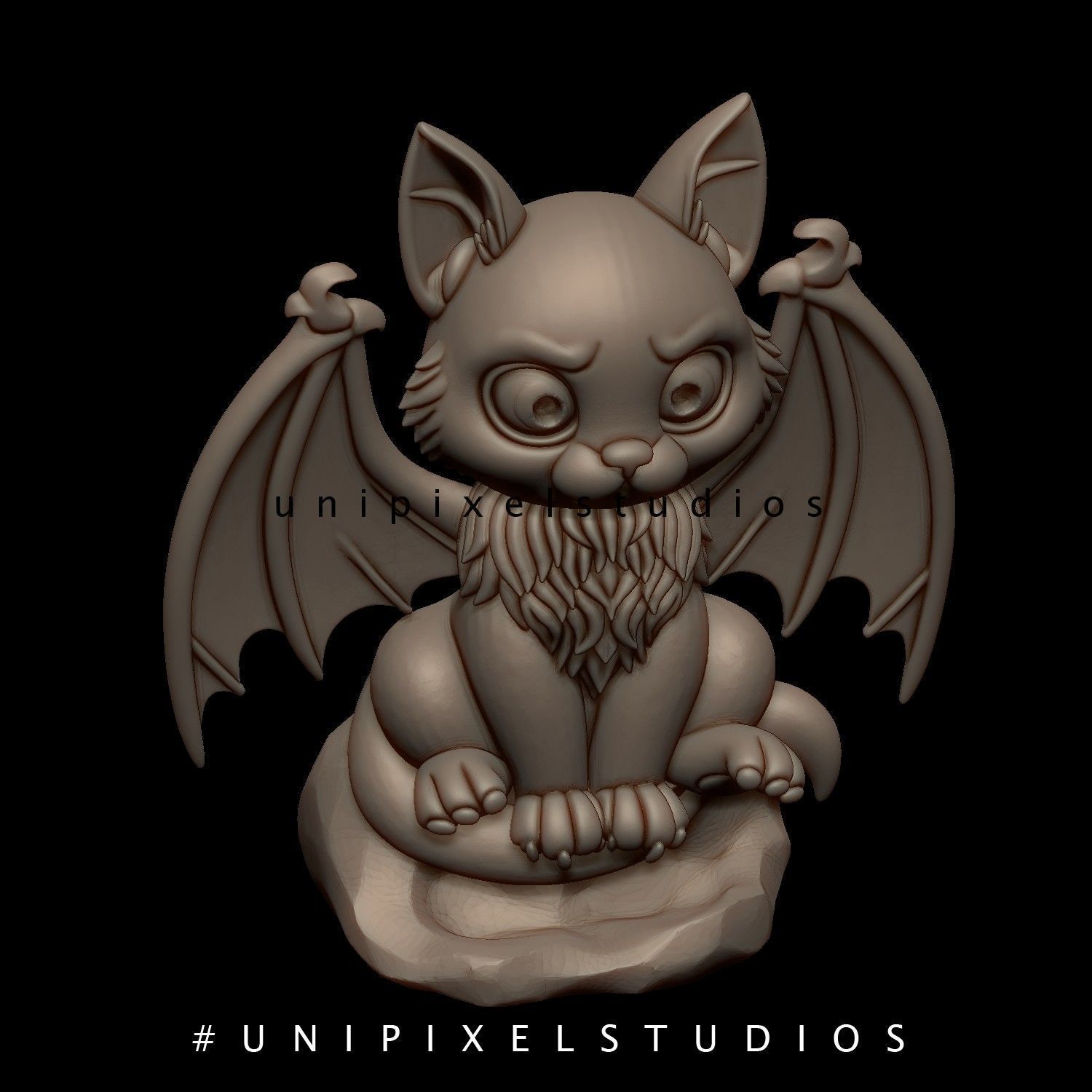Cute Halloween Bat-Cat STL 3D print model_3