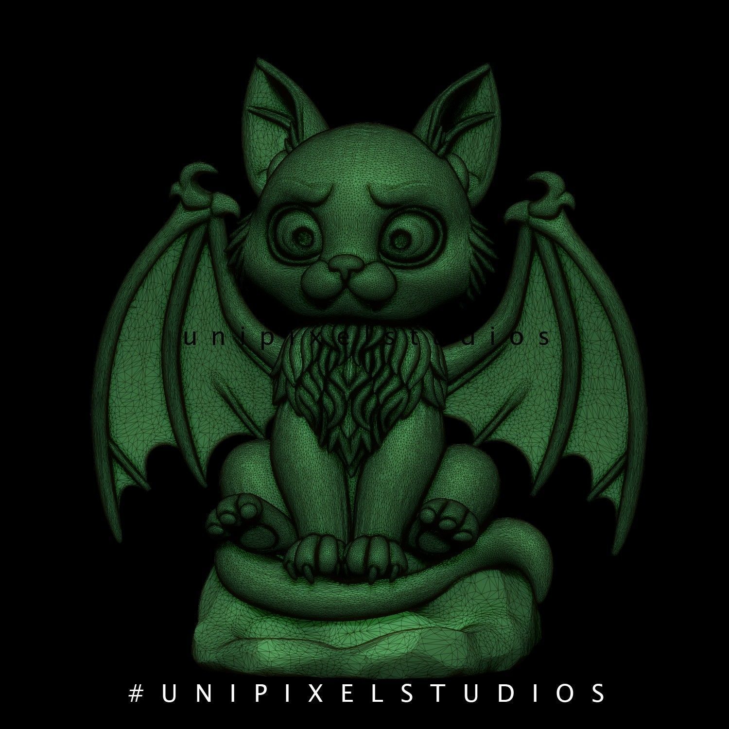 Cute Halloween Bat-Cat STL 3D print model_7