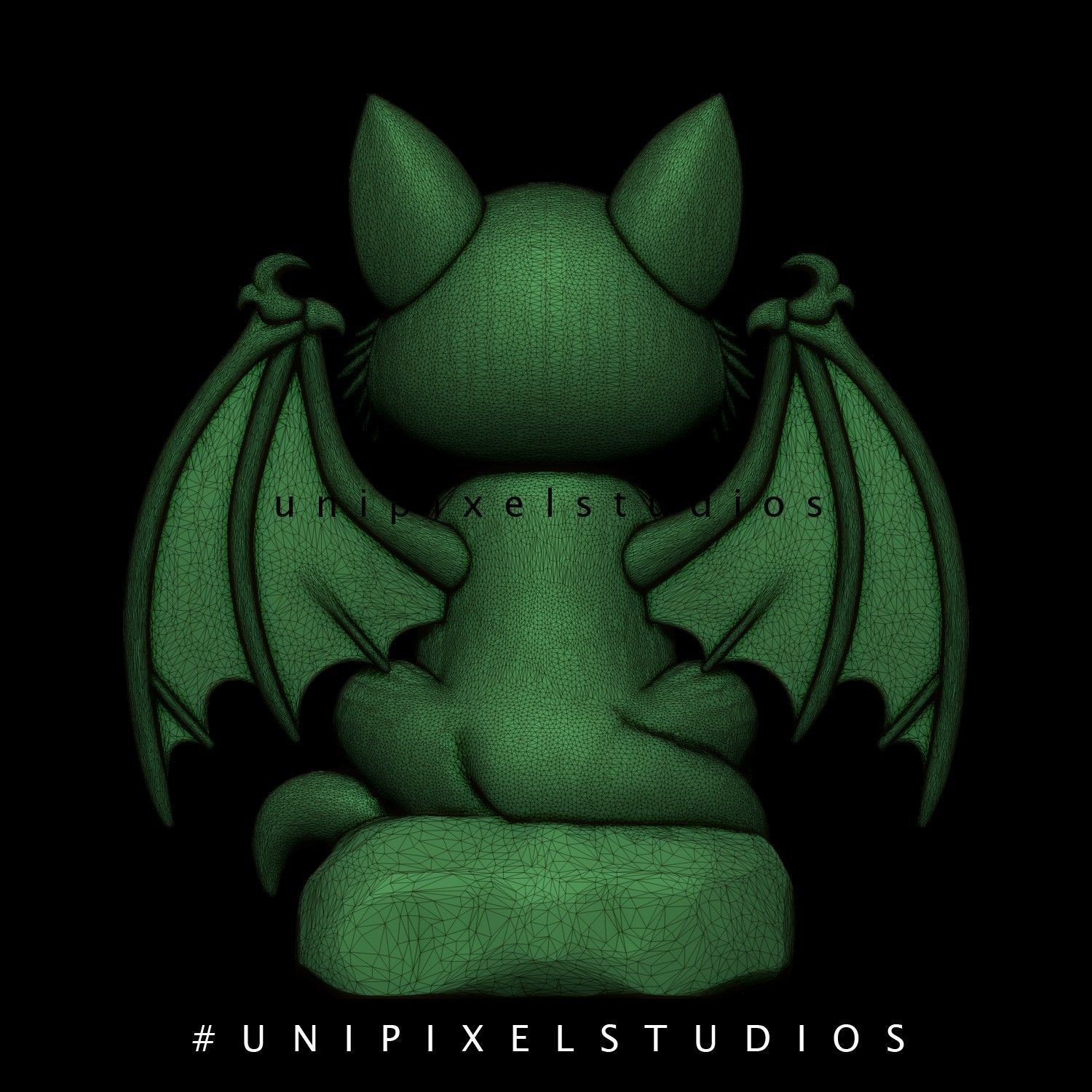 Cute Halloween Bat-Cat STL 3D print model_8