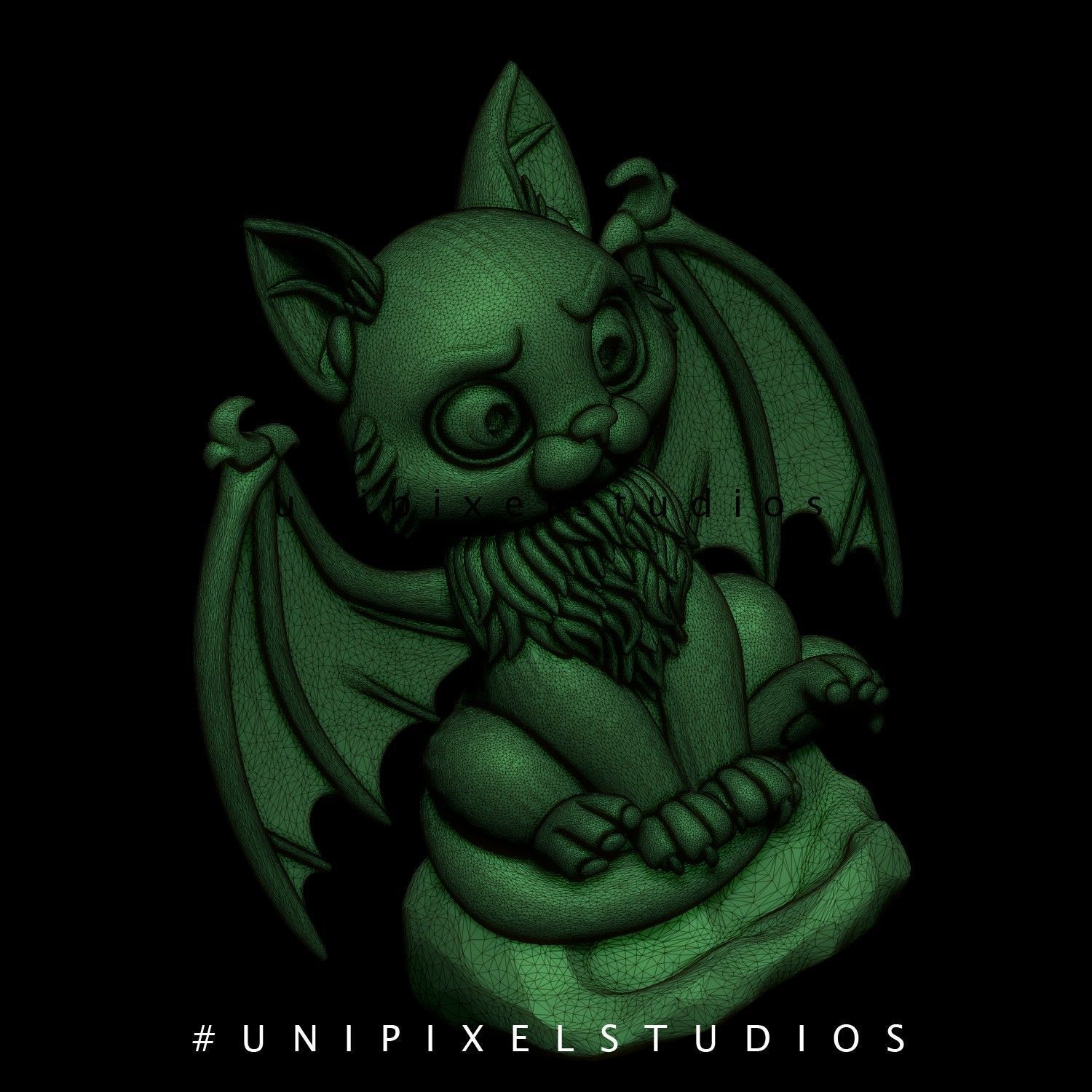 Cute Halloween Bat-Cat STL 3D print model_9