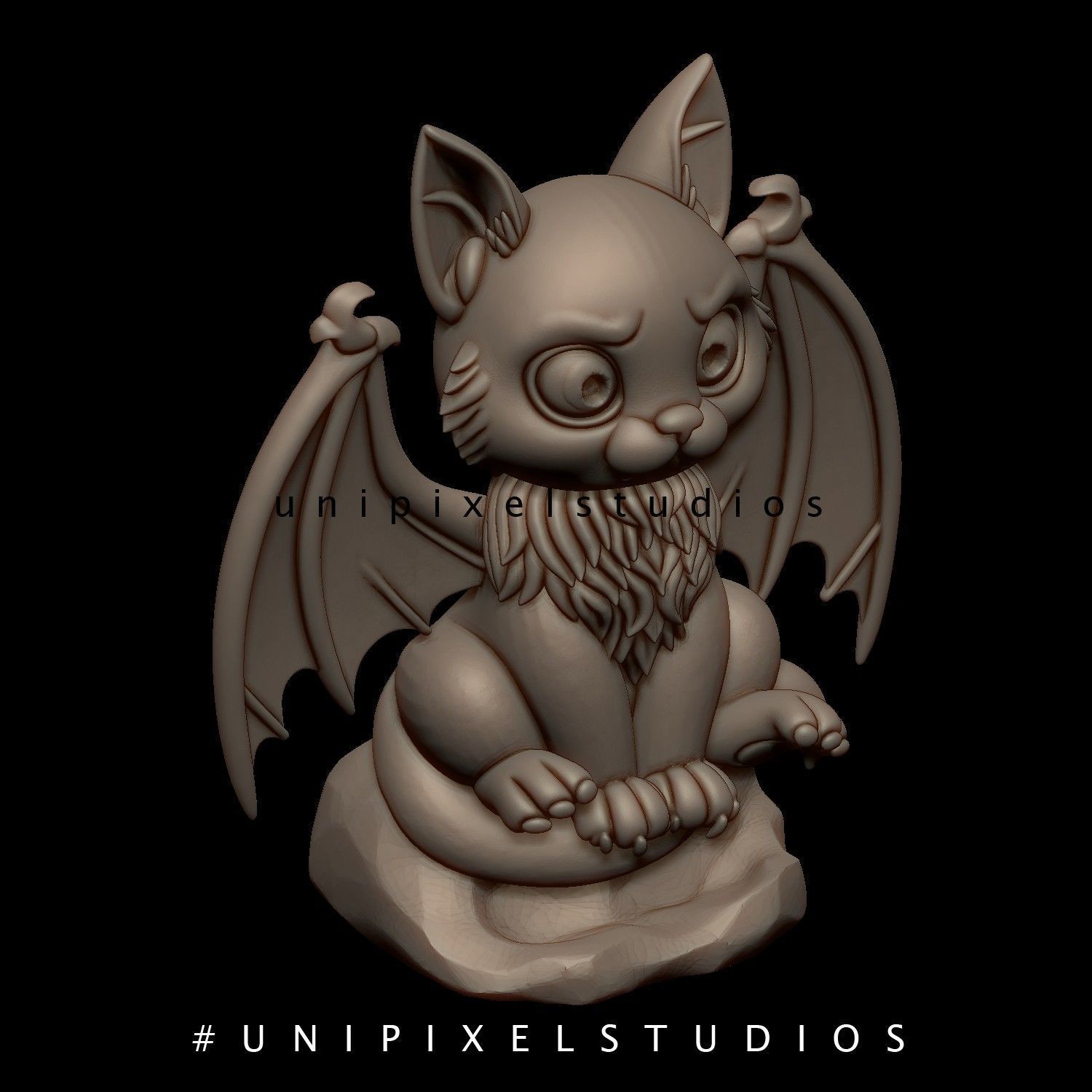 Cute Halloween Bat-Cat STL 3D print model_6