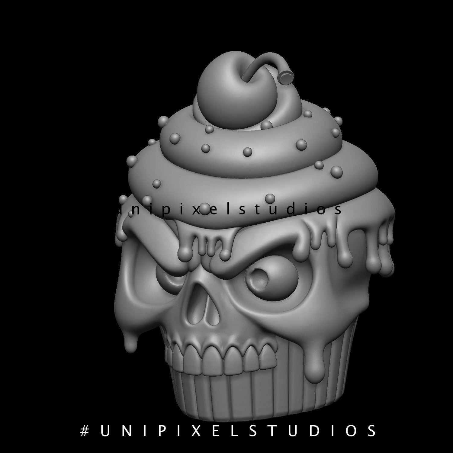 Halloween cupcake skull 3D model  3D print model_1