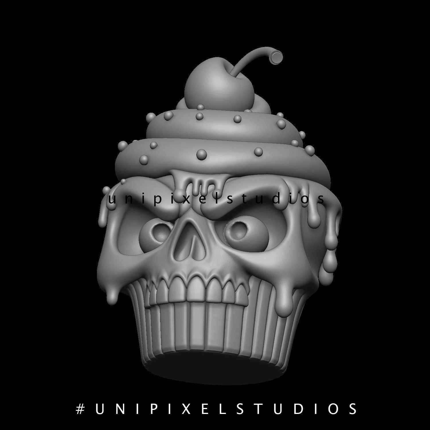 Halloween cupcake skull 3D model  3D print model_2