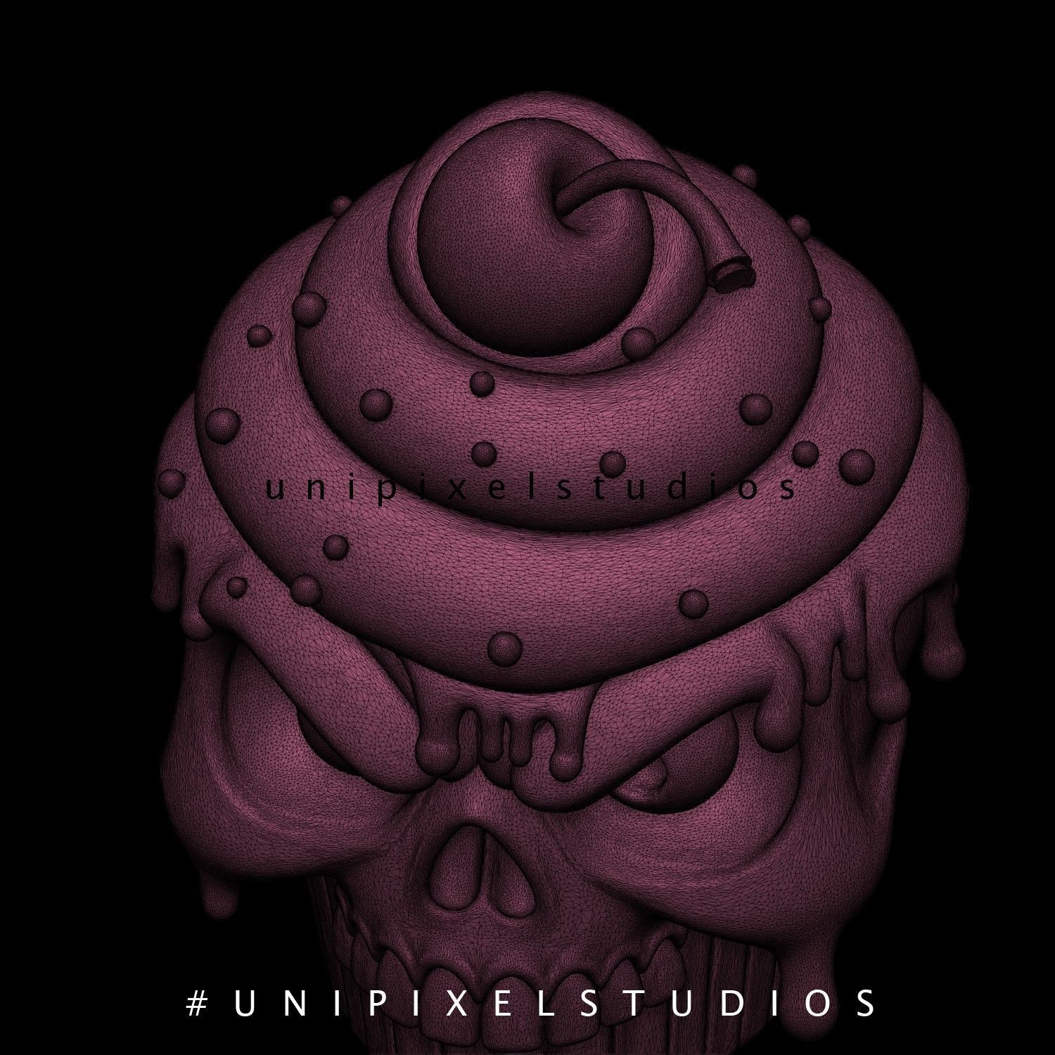 Halloween cupcake skull 3D model  3D print model_8