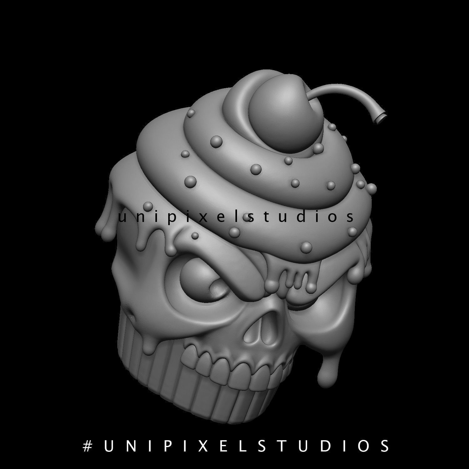 Halloween cupcake skull 3D model  3D print model_6