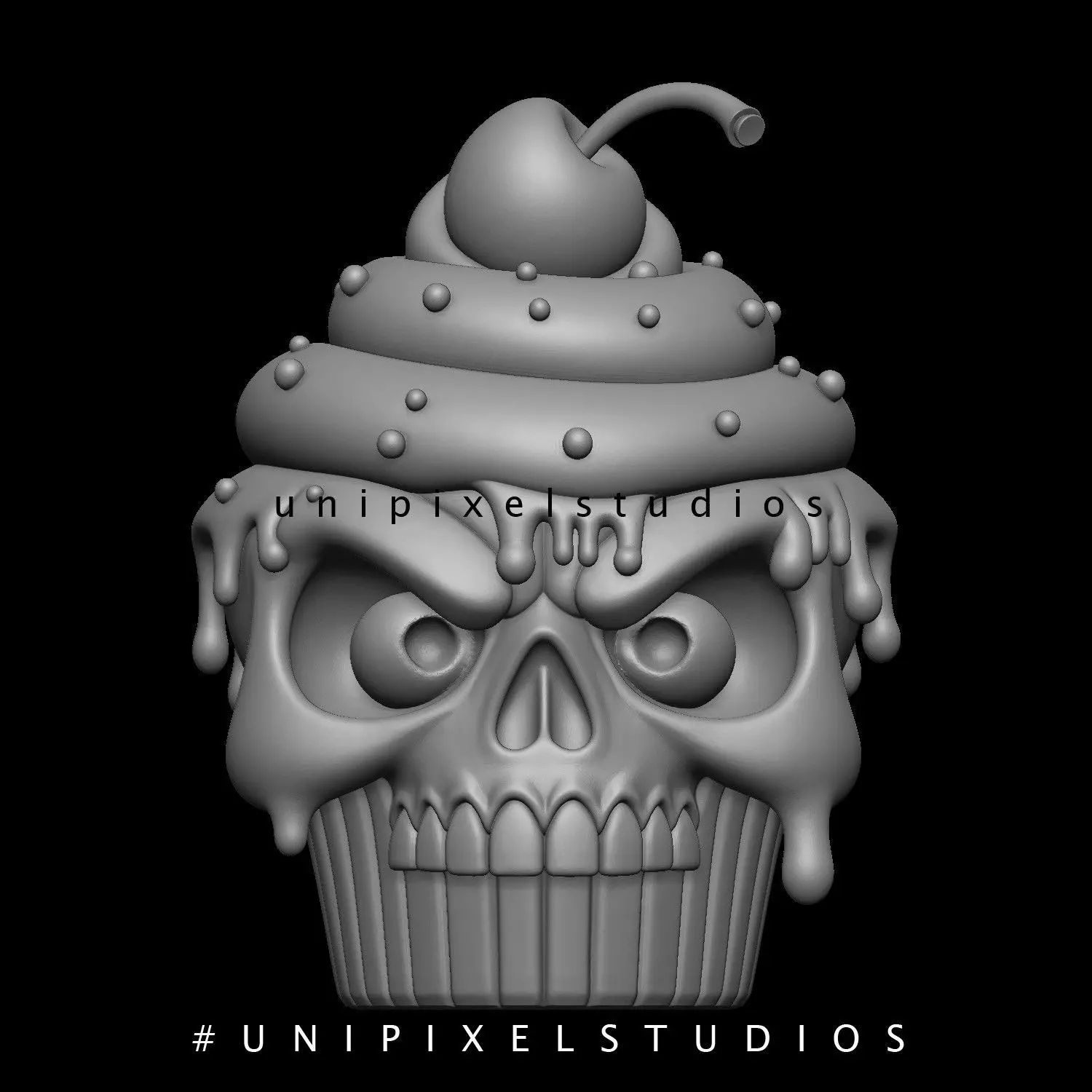 Halloween cupcake skull 3D model  3D print model_0