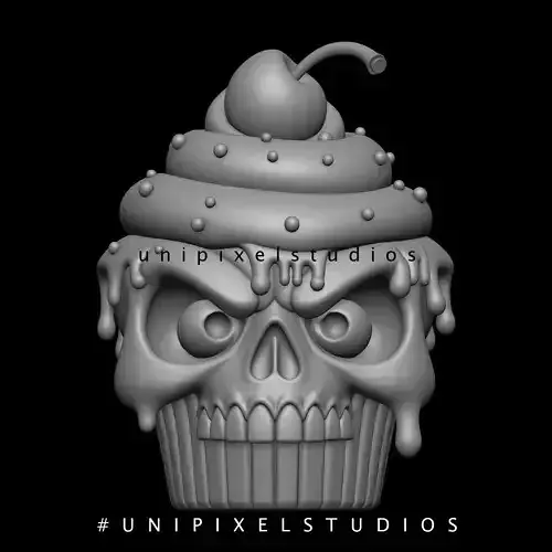 Halloween cupcake skull 3D model  3D print model
