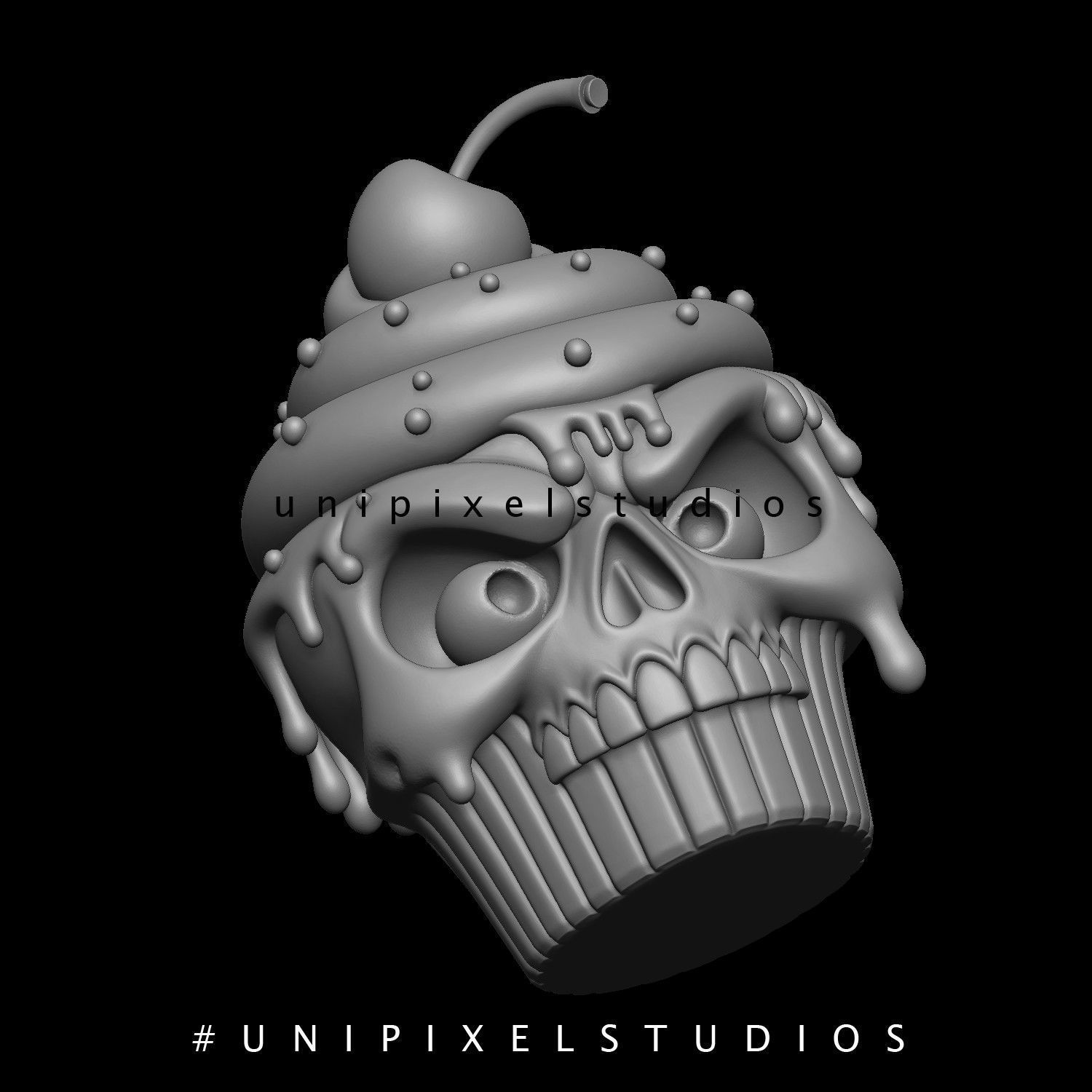 Halloween cupcake skull 3D model  3D print model_5