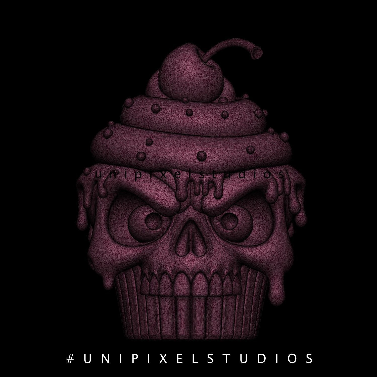 Halloween cupcake skull 3D model  3D print model_9