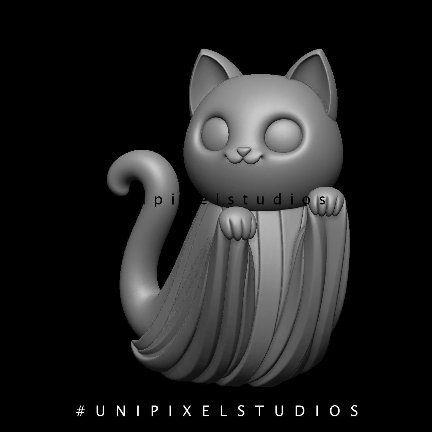Halloween ghost cat 3D model STL 3D print model_6