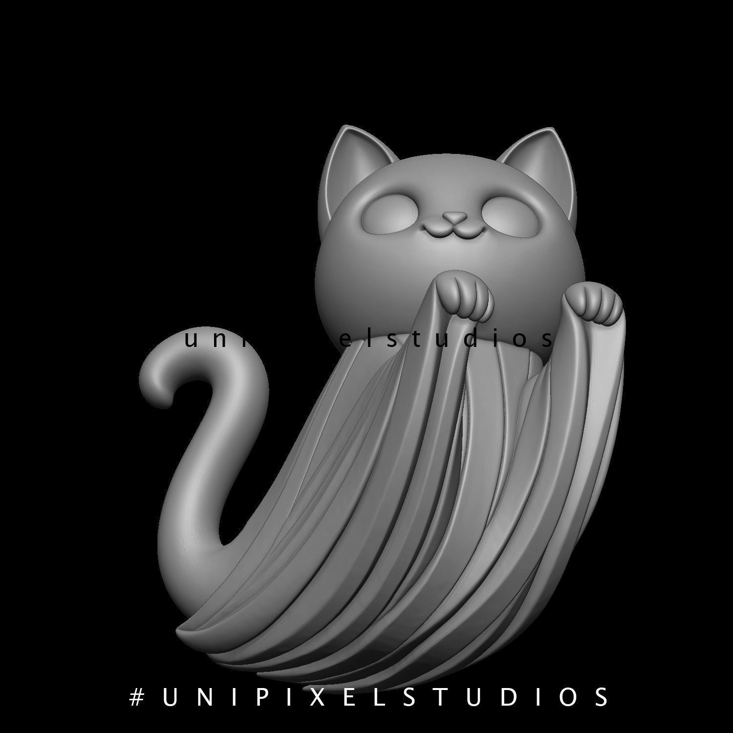 Halloween ghost cat 3D model STL 3D print model_2