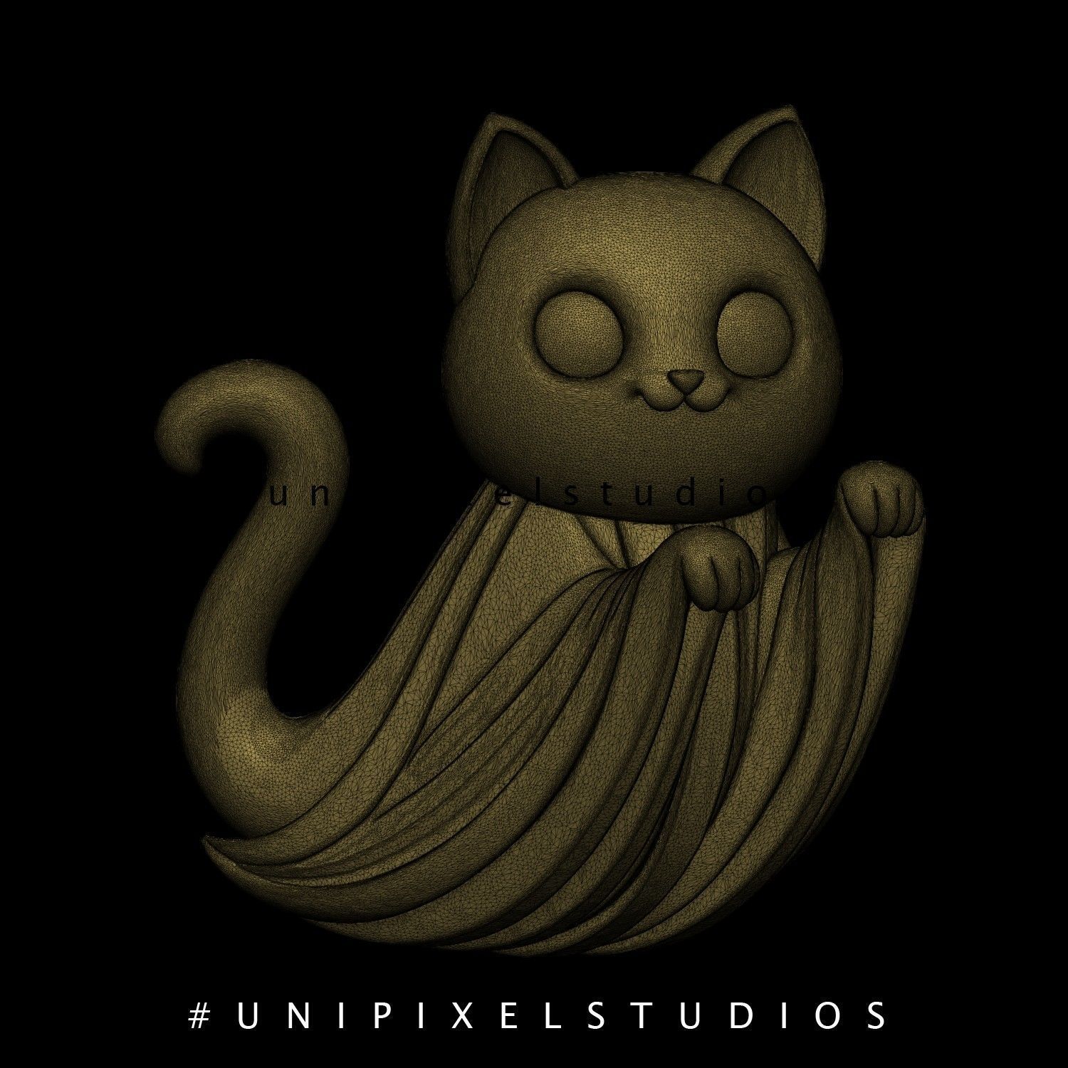 Halloween ghost cat 3D model STL 3D print model_7