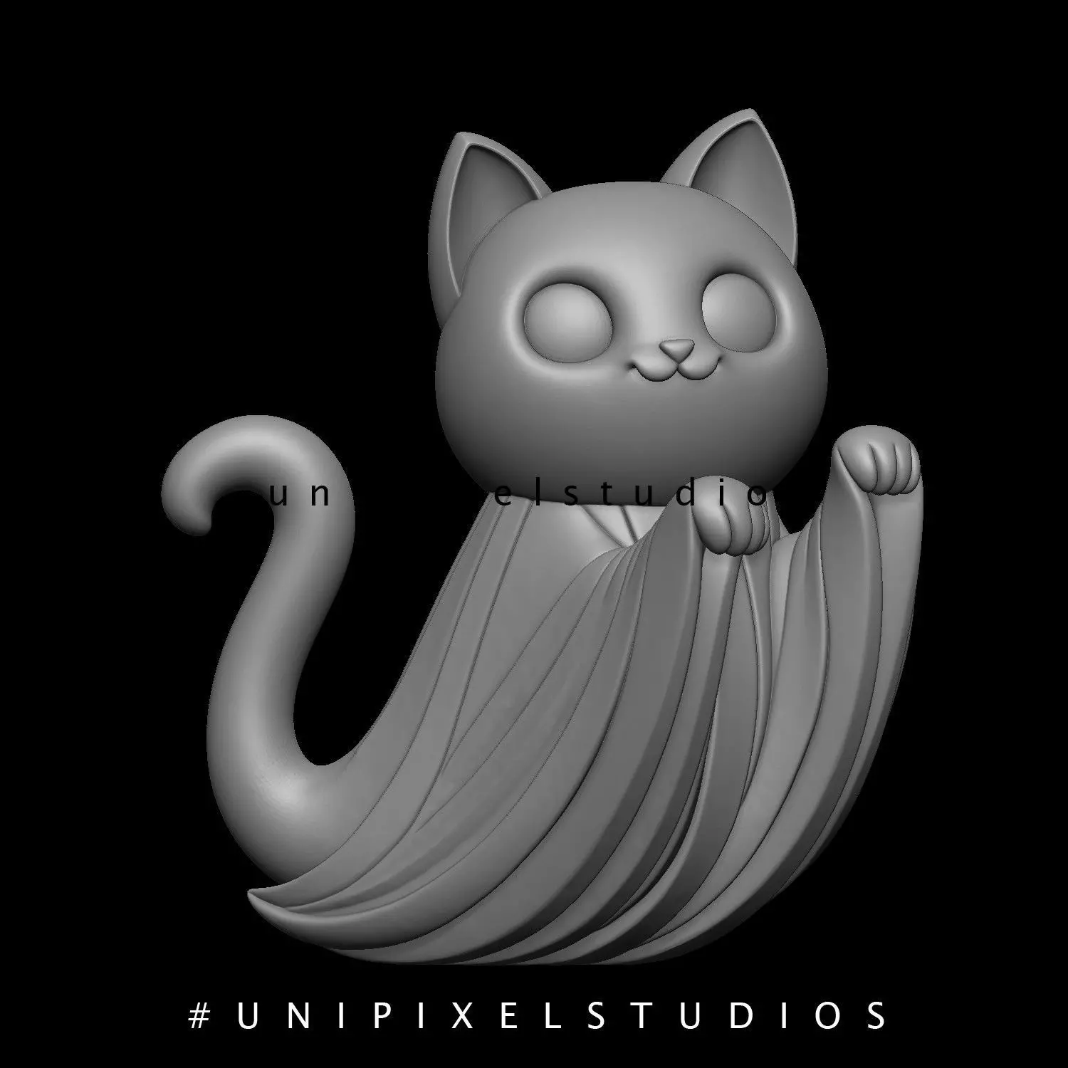 Halloween ghost cat 3D model STL 3D print model_0