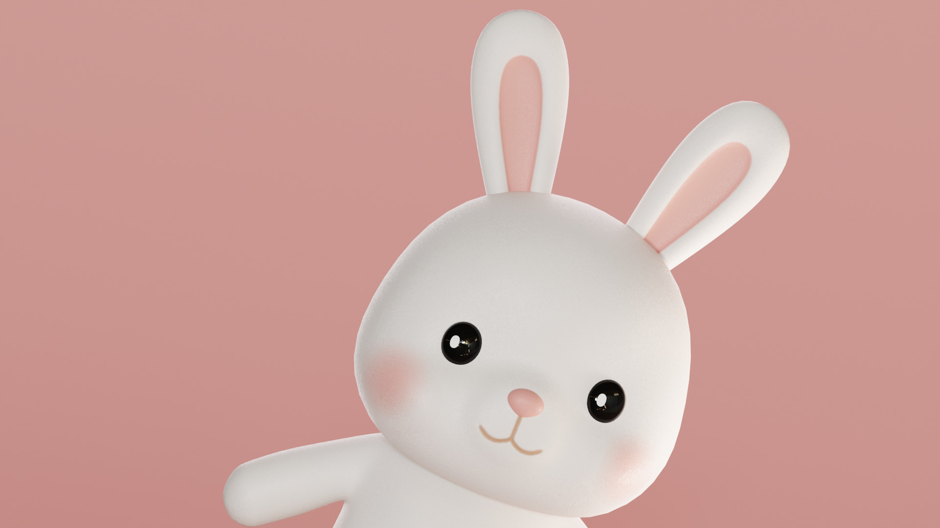 Chibi Kawaii Bunny Cute Cartoon Illustration Low-poly 3D model_2