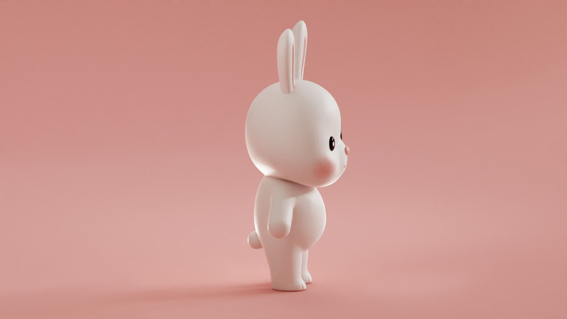 Chibi Kawaii Bunny Cute Cartoon Illustration Low-poly 3D model_3