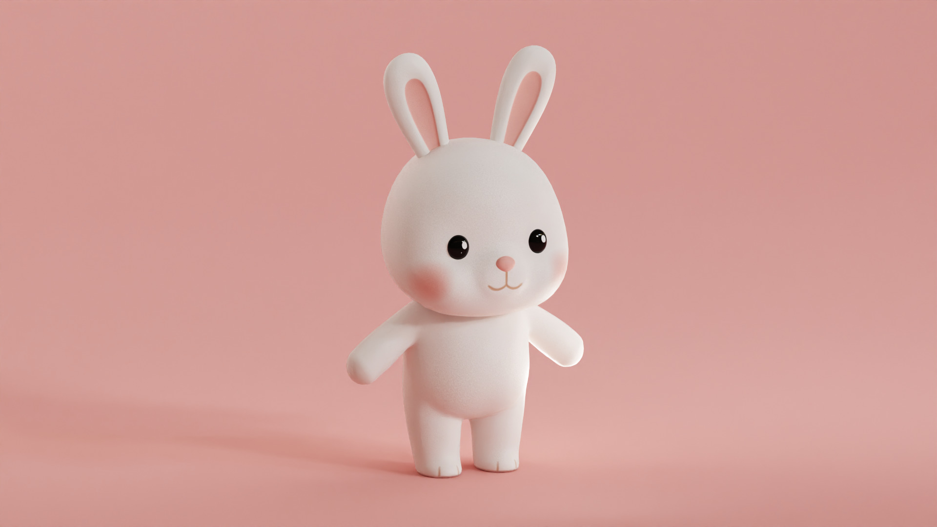 Chibi Kawaii Bunny Cute Cartoon Illustration Low-poly 3D model_1