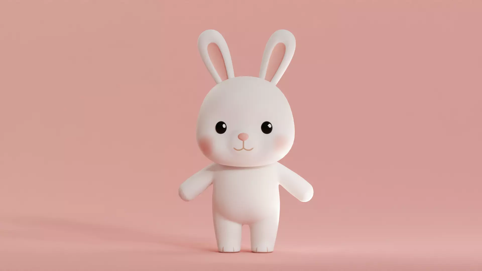 Chibi Kawaii Bunny Cute Cartoon Illustration Low-poly 3D model_0