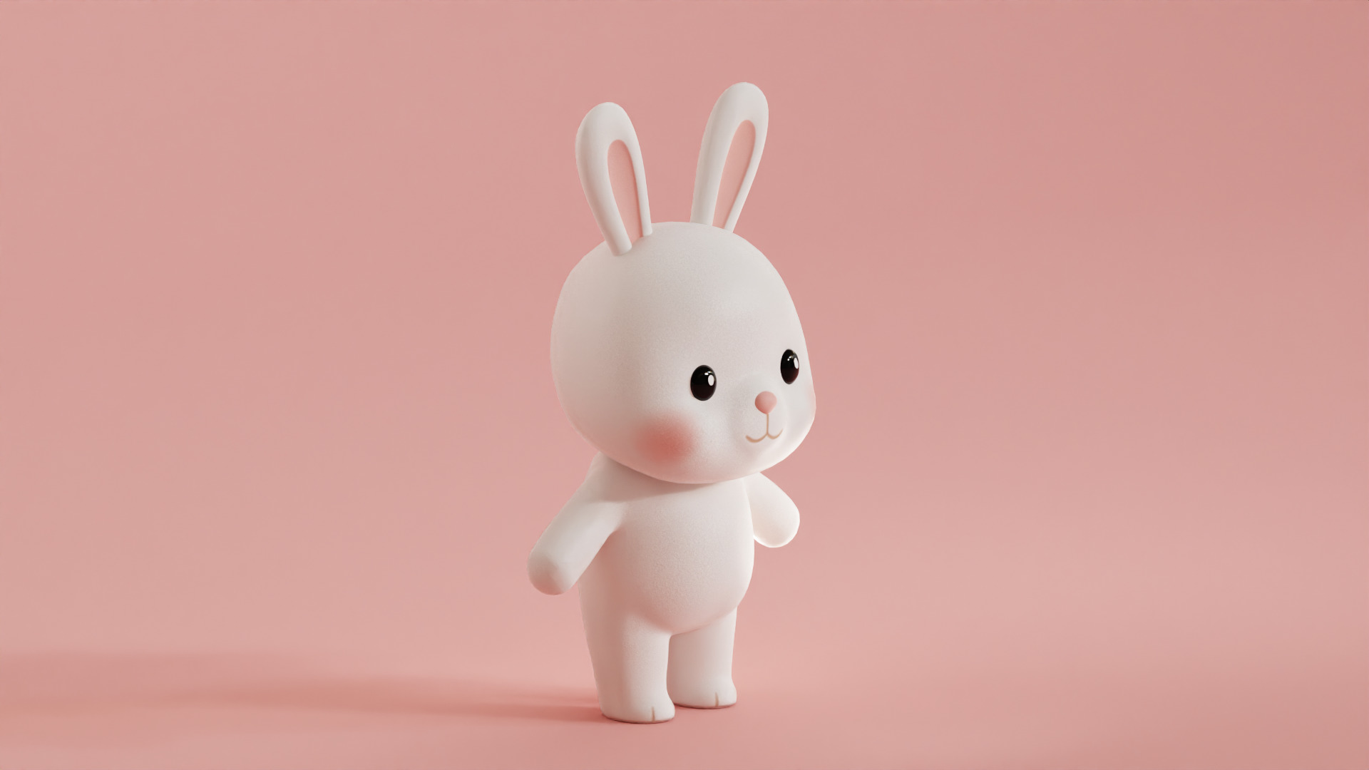 Chibi Kawaii Bunny Cute Cartoon Illustration Low-poly 3D model_4