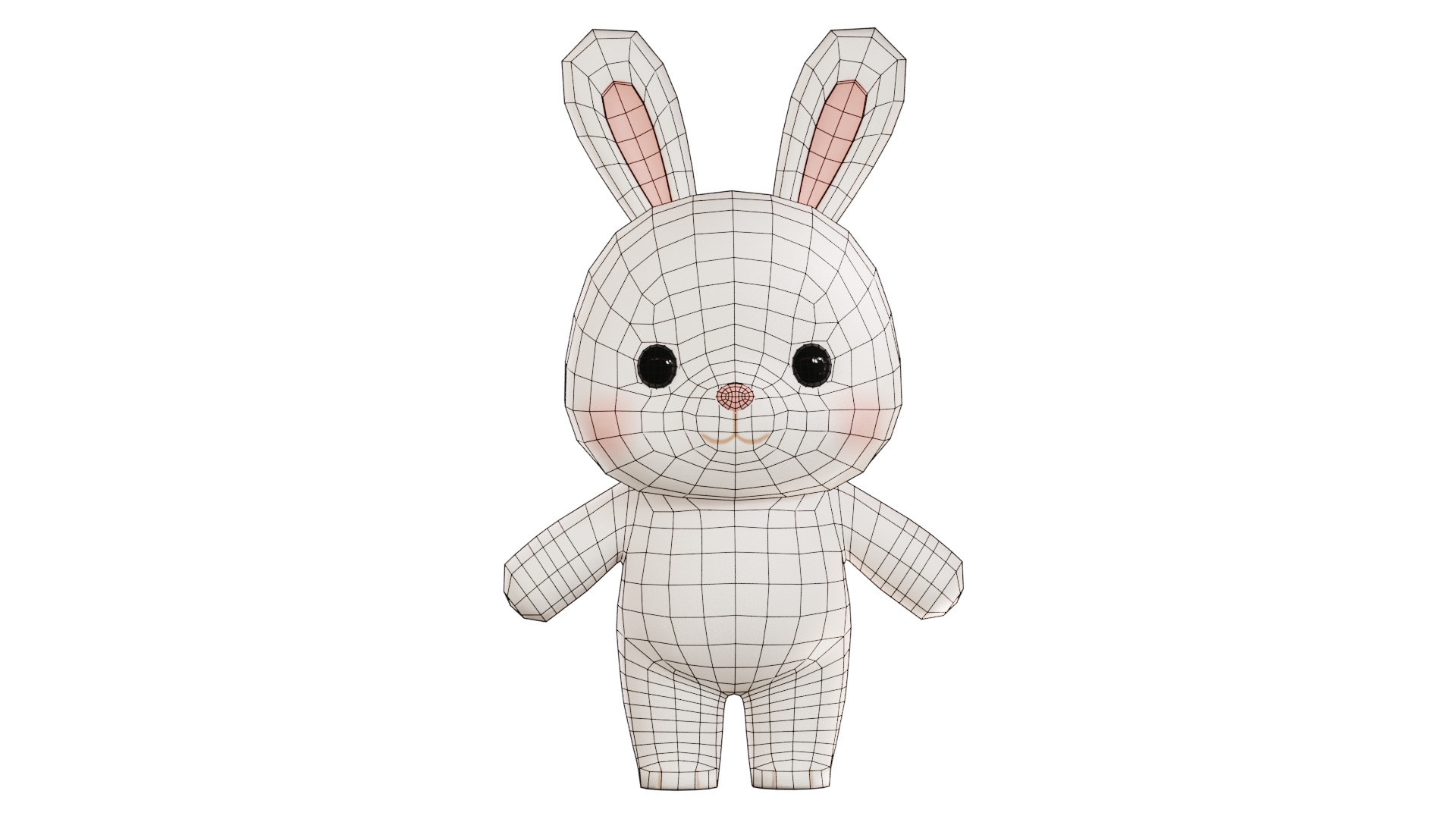Chibi Kawaii Bunny Cute Cartoon Illustration Low-poly 3D model_9