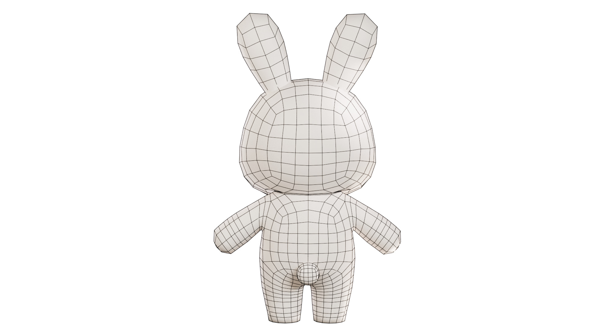 Chibi Kawaii Bunny Cute Cartoon Illustration Low-poly 3D model_8
