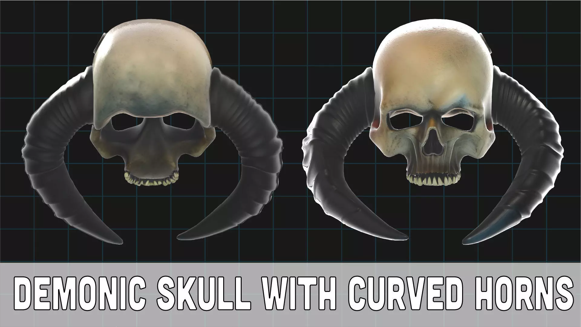 Demon Skull with Horns 3D Fantasy Creature 3D print model