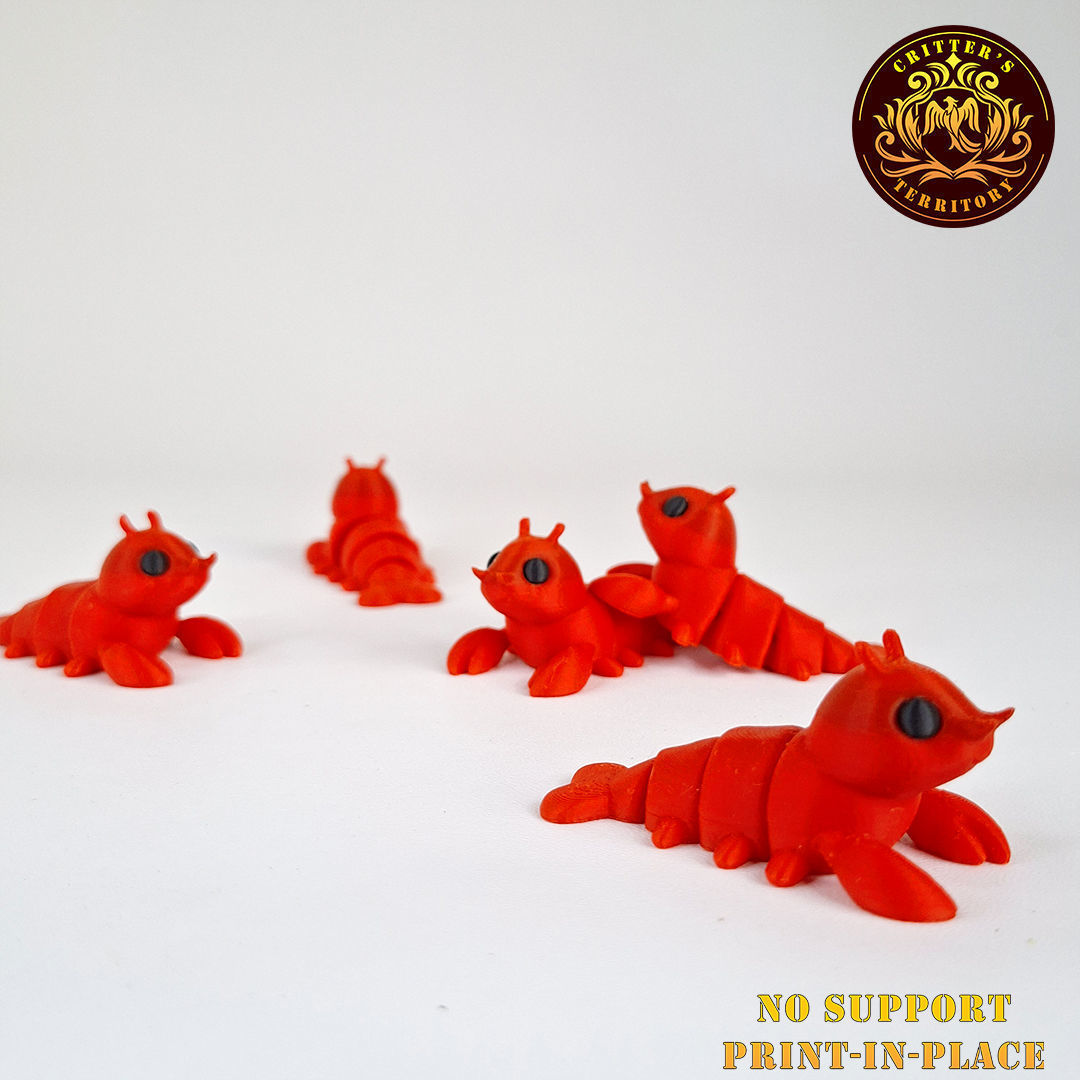 Flexi Mini Lobster No support Print in Place Articulated 3D print model_10
