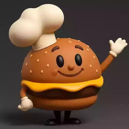 Burger Mascot with Chef Hat