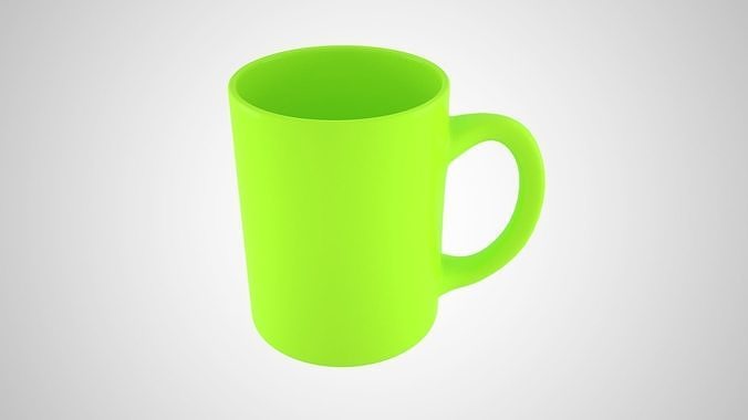 Coffee Mug Green Yellow Color 3D model