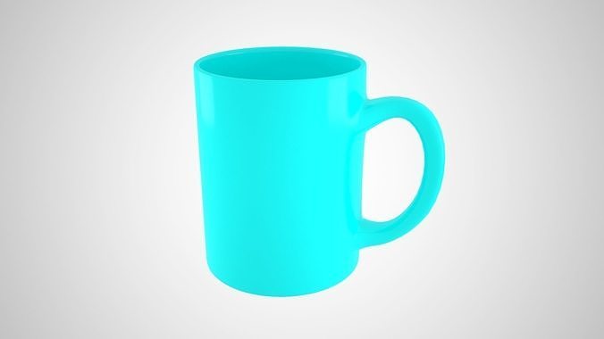 Coffe Tea Mug Cyan Color 3D model