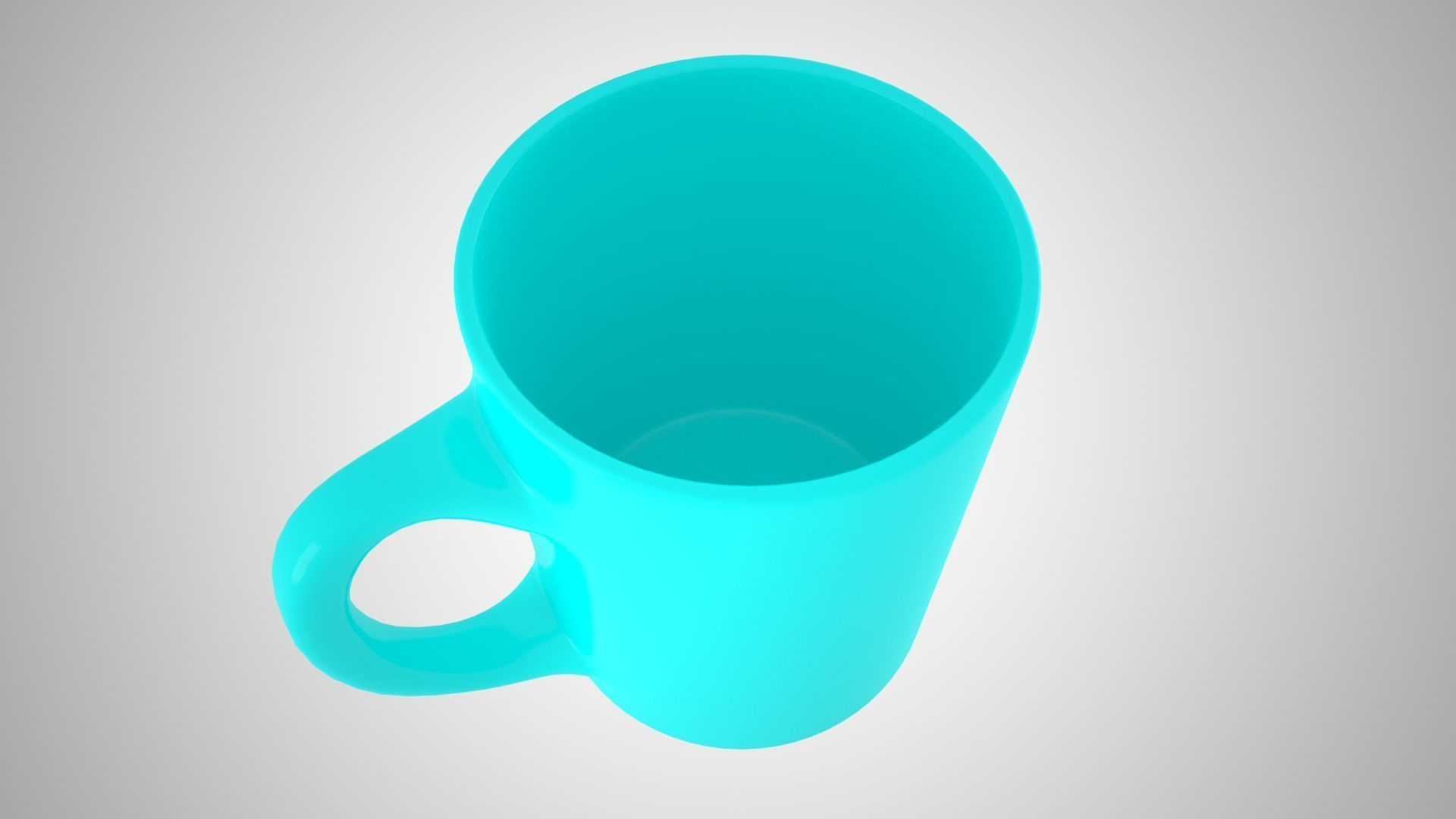 Coffe Tea Mug Cyan Color 3D model_3