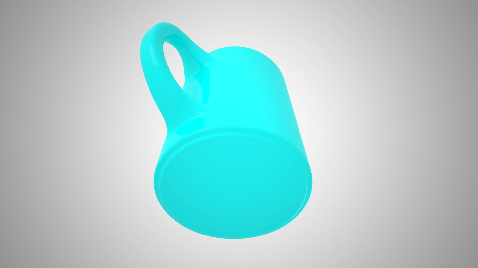 Coffe Tea Mug Cyan Color 3D model_2