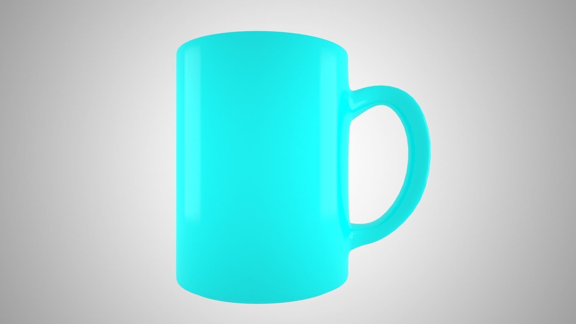 Coffe Tea Mug Cyan Color 3D model_4