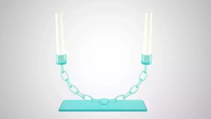 Chain U Candleholder Tinted Glass