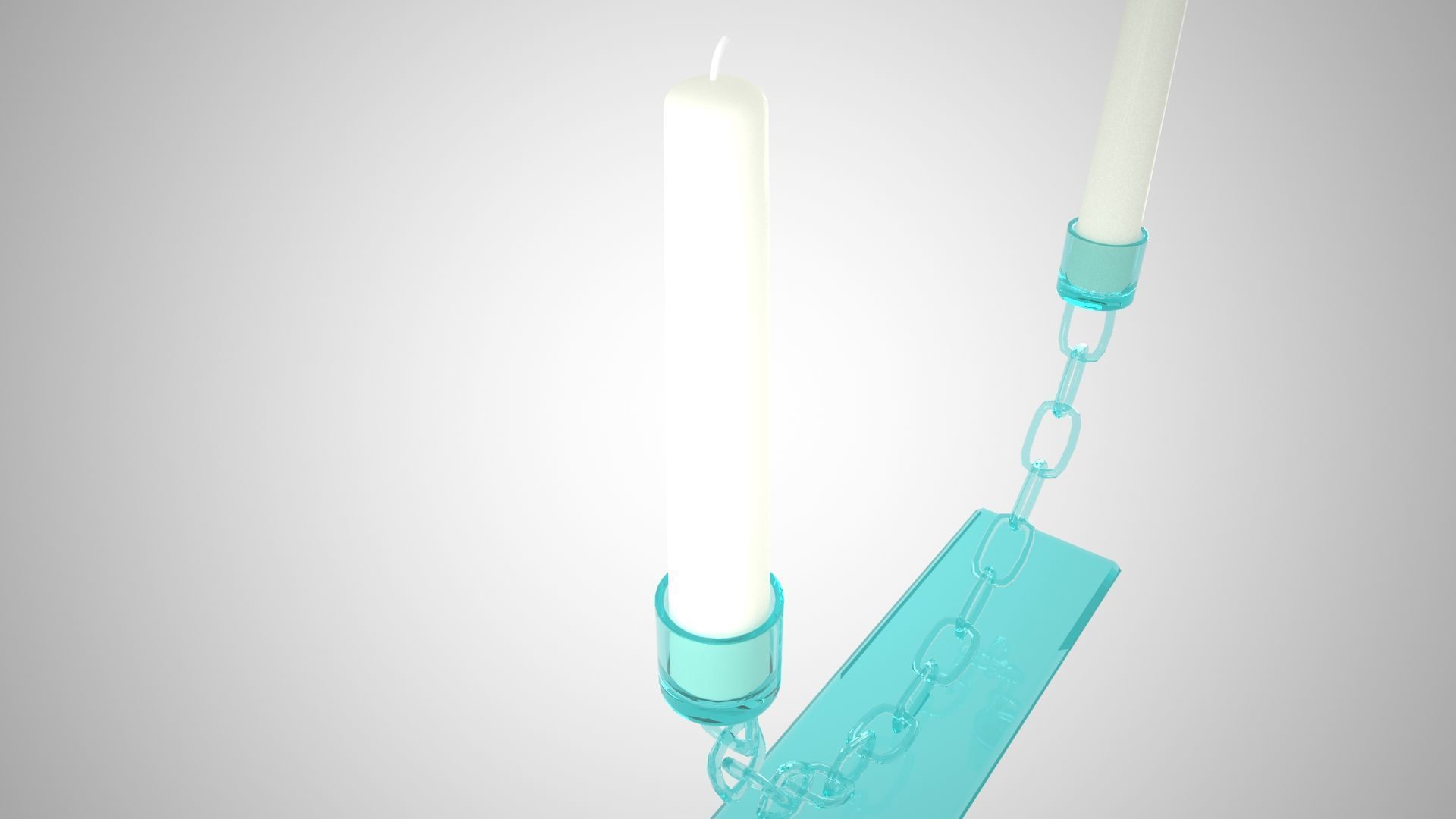 Chain U Candleholder Tinted Glass 3D model_3
