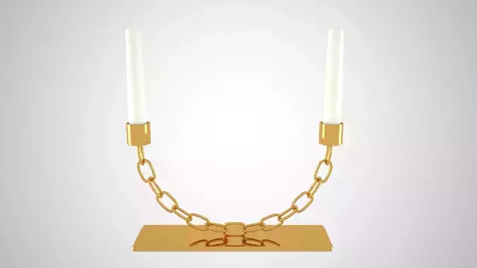 Chain U Candleholder Gold Color
