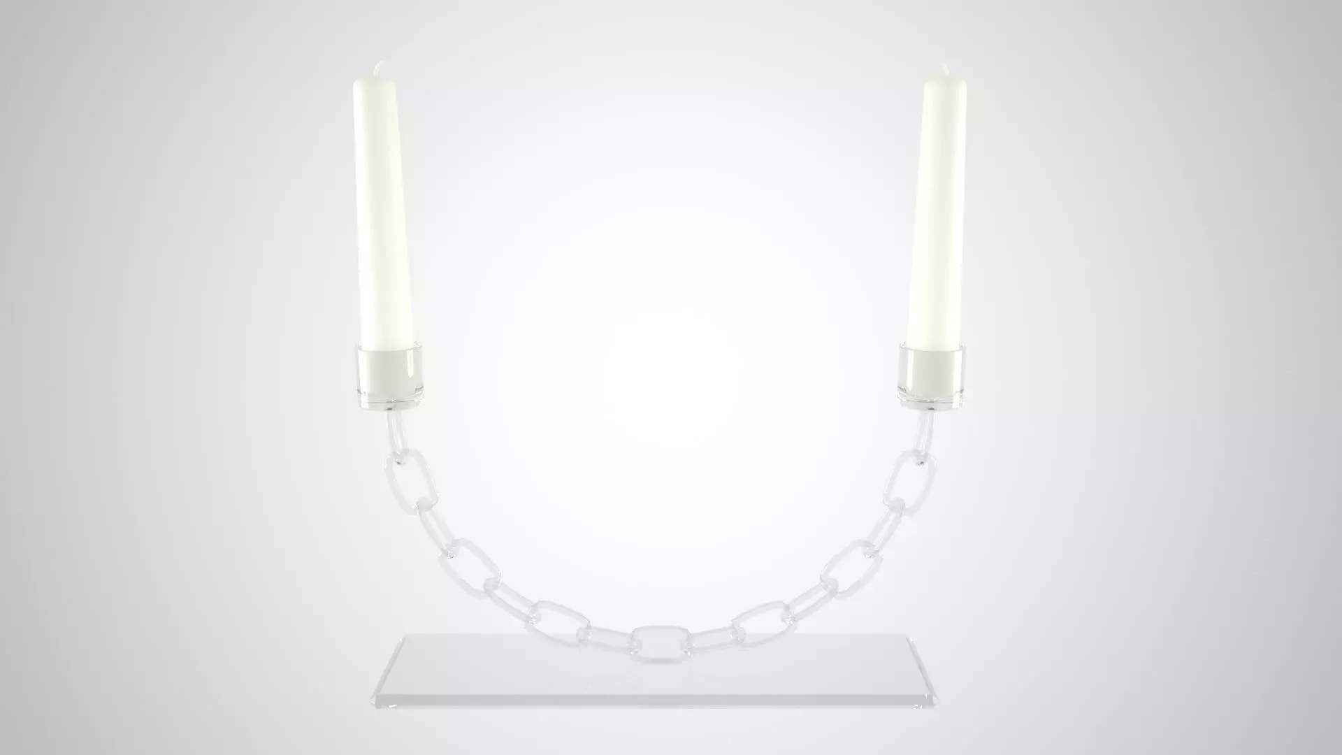 Chain U Candleholder Clear Glass 3D model_0