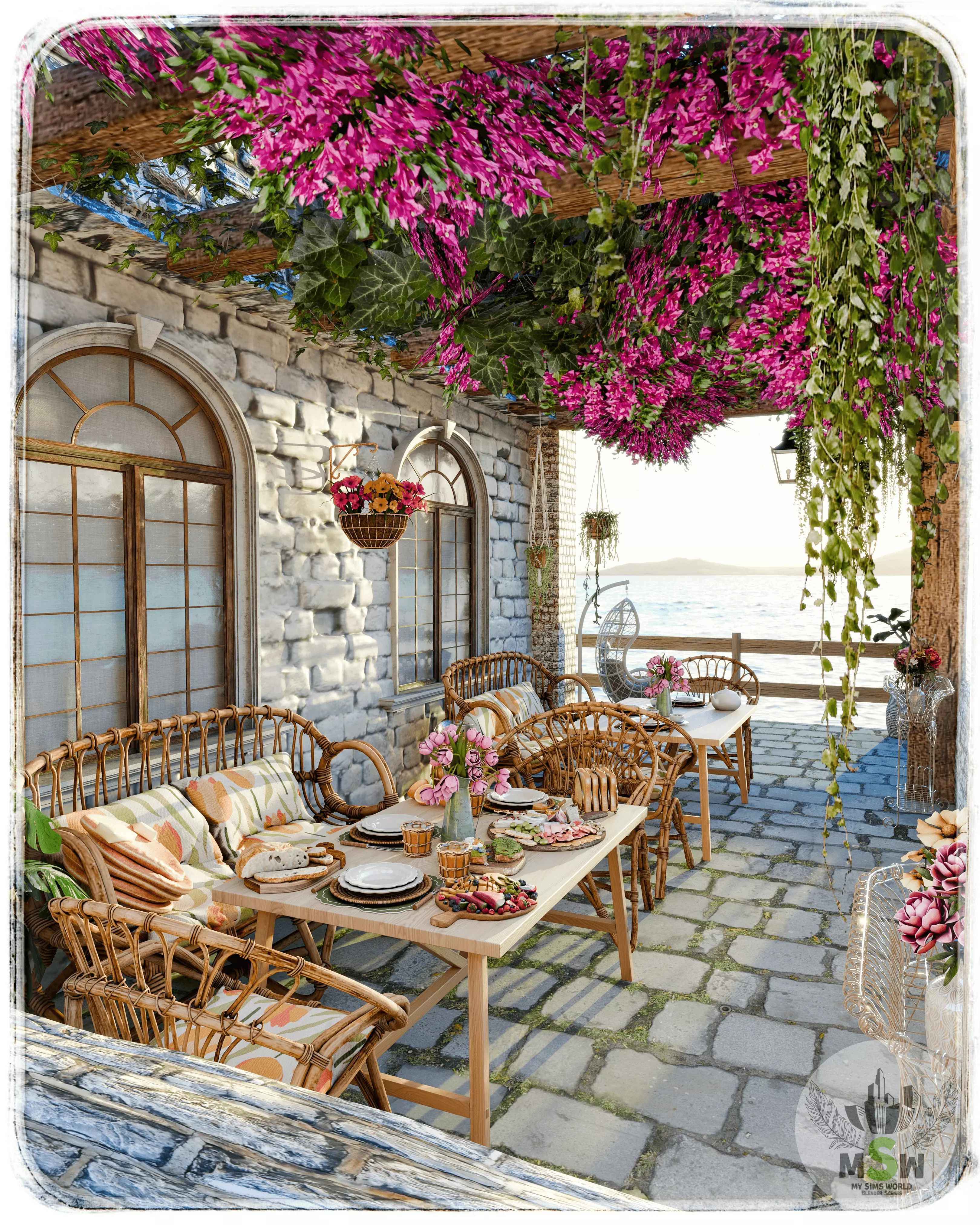 Breakfast Saloon Blender Scene 3D model_0