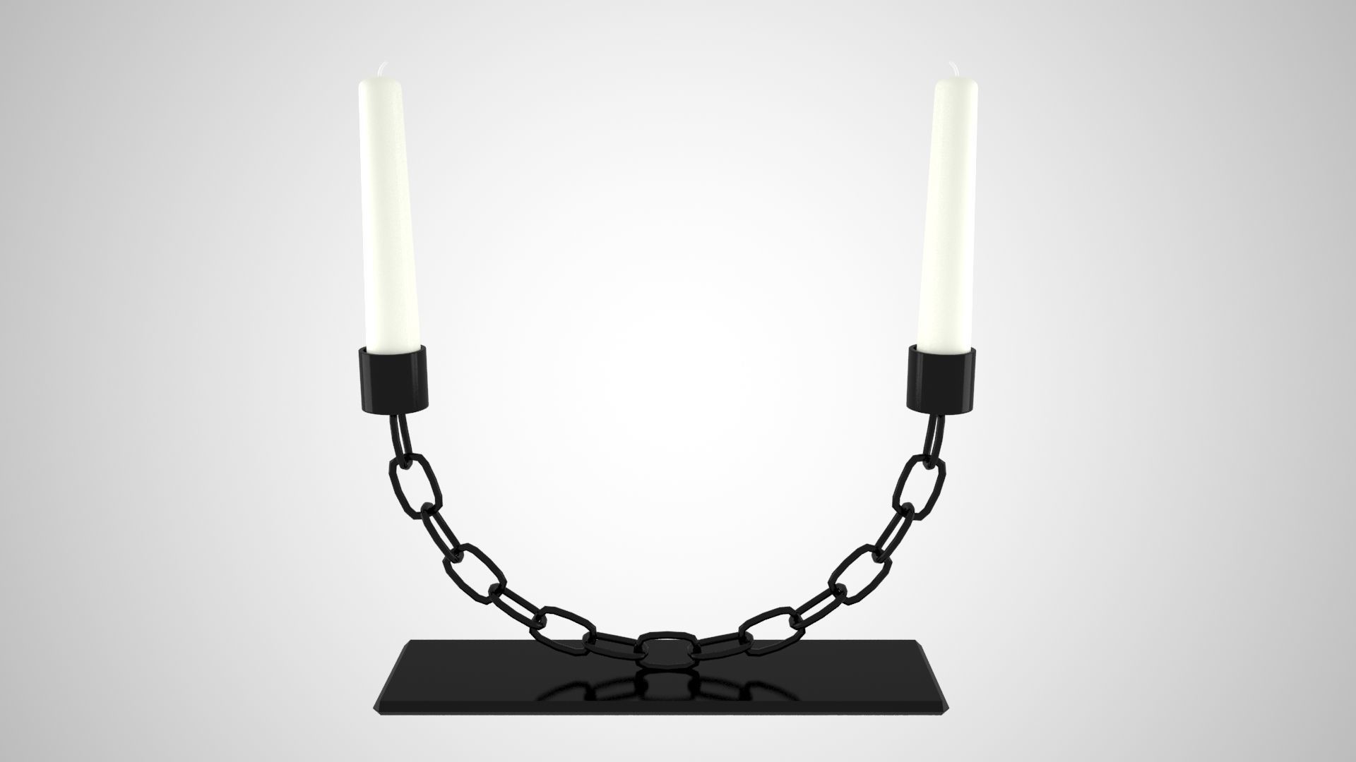 Chain U Candleholder Black Iron Color 3D model_1