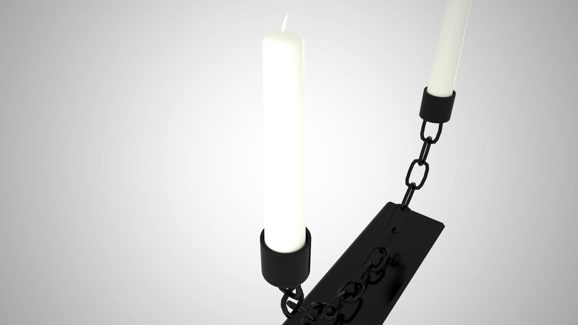 Chain U Candleholder Black Iron Color 3D model_5