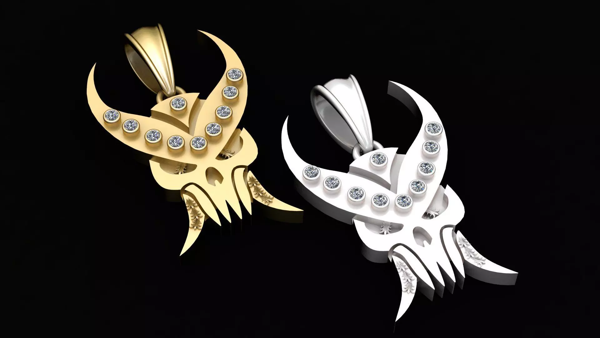 SKULL FACSE PENDANT  3D print model_0