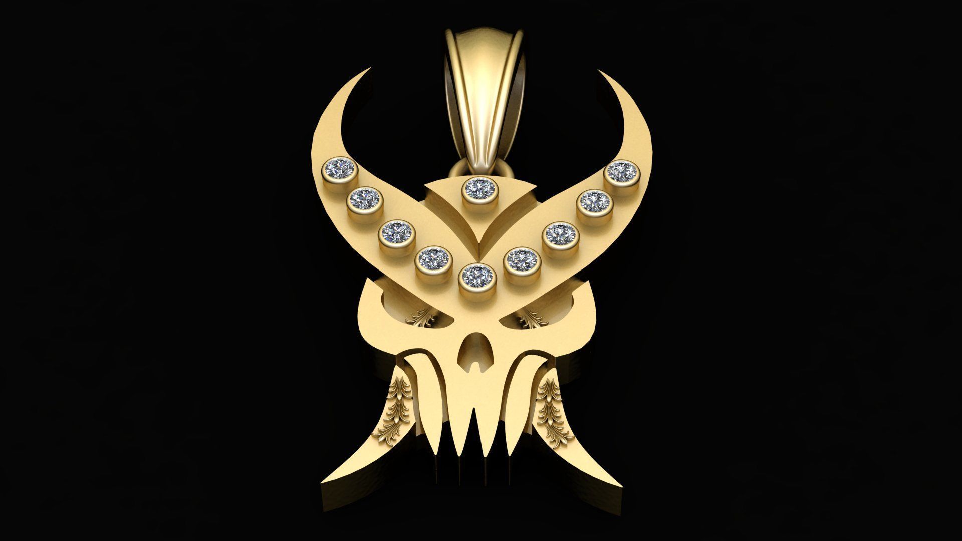 SKULL FACSE PENDANT  3D print model_1